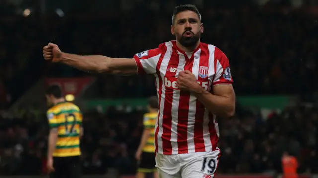 Jonathan Walters celebrating after scoring for Stoke City