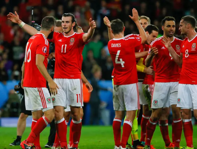 Wales players celebrate