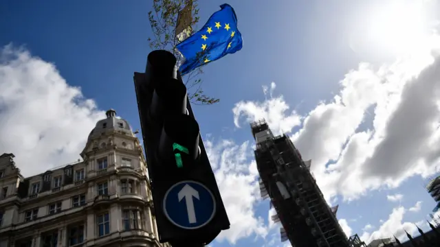 EU flag flying near Parliament