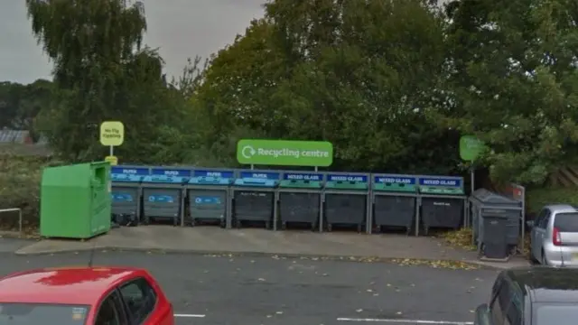 One of the recycling sites in Oswestry