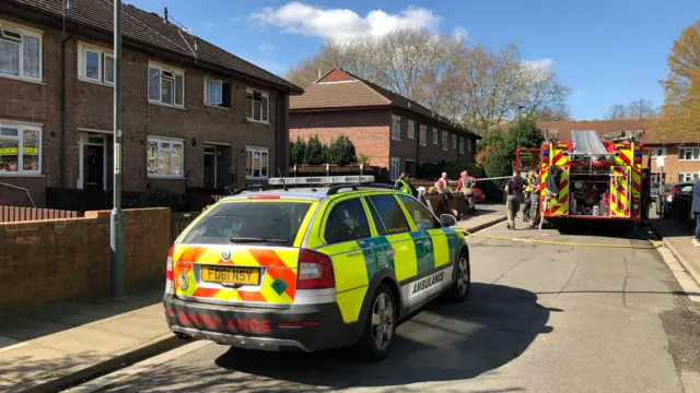 Scene of house fire in Derby