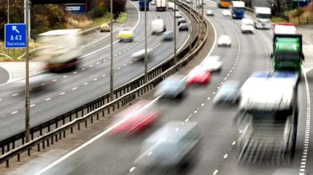 Vehicles on a motorway