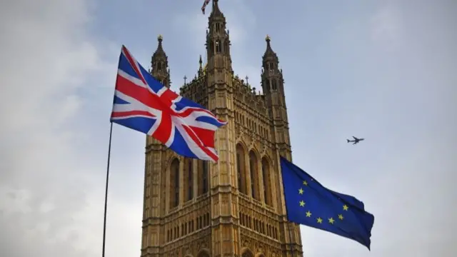 UK and EU flags outside Big Ben