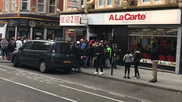 Queue of people on Granby Street