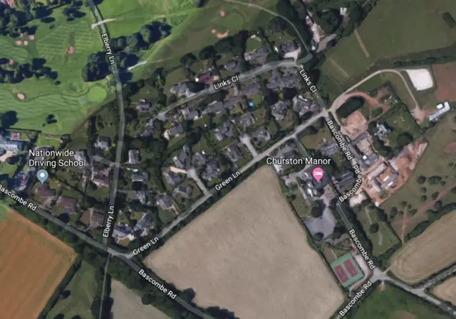 The location of Churston Manor Hotel in Churston Ferrers, between Paignton and Brixham