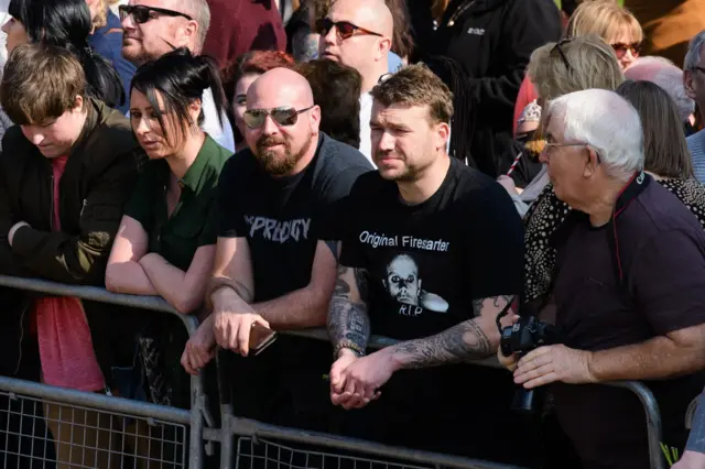 Fans at Keith Flint's funeral.