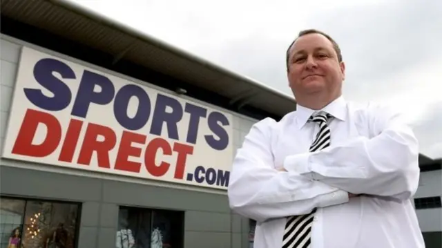 Mike Ashley outside Sports Direct