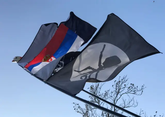 Flags at Keith Flint funeral