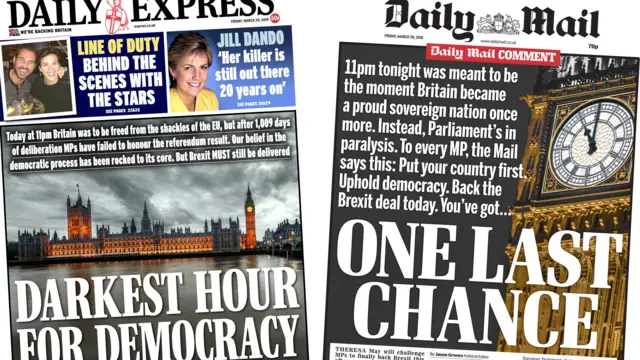 Daily Express and Daily mail for Friday 29 March 2019