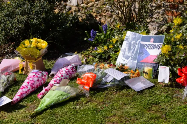 Floral tributes at Keith Flint's funeral