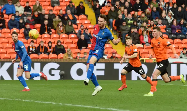 Chalmers smashes a volley against the crossbar shortly after opening the scoring