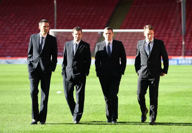 Referee Kevin Clancy (left) will be assisted by Alan Muir, Douglas Ross and Graeme Stewart today.
