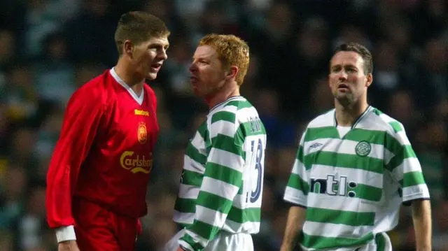 Steven Gerrard and Neil Lennon square up as players back in 2003