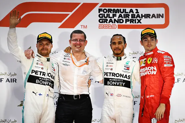 Podium, Bottas, Hamilton, Leclerc