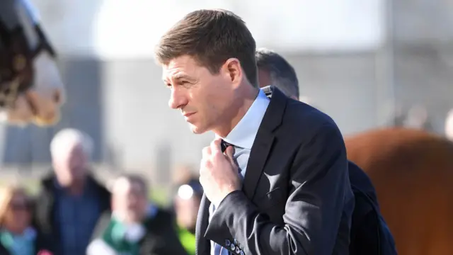 Steven Gerrard arriving at Celtic Park this morning