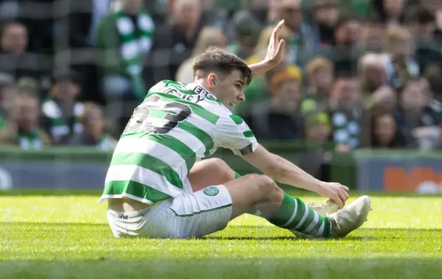 Kieran Tierney has gone off with an injury problem