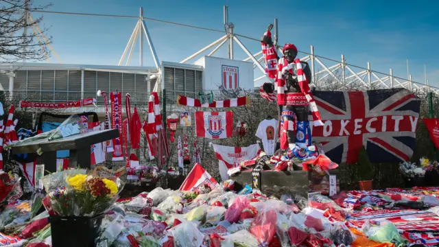 Flowers and scarfs left for Gordon Banks