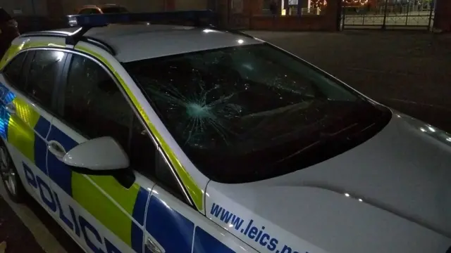 Damaged police car