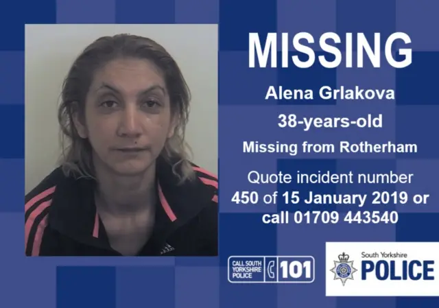 A poster for missing woman Alena