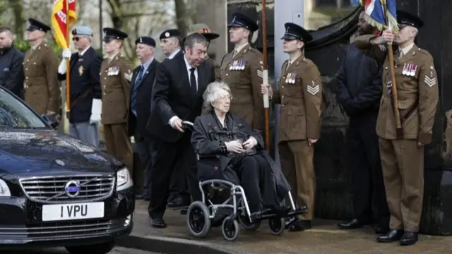 Gordon Banks" wife Ursula attends the funeral