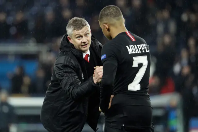 Ole Gunnar Solskjaer and Kylian Mbappe