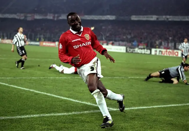 Andy Cole scores in Turin against Juventus in the Champions League in 1999