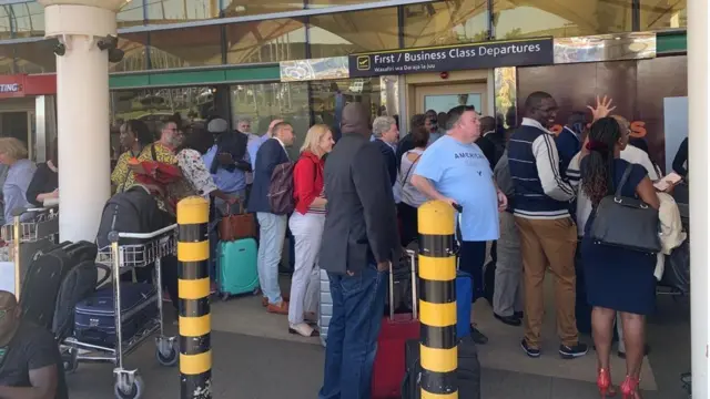 Passengers stranded at airport