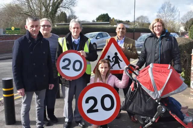 Parents and Cheylesmore councillors outside Manor Park School