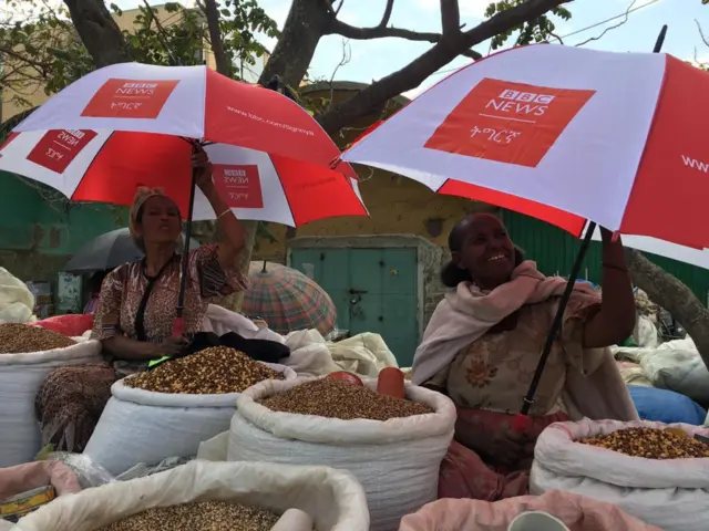 Ethiopian women selling their wares in a market in Tigray region