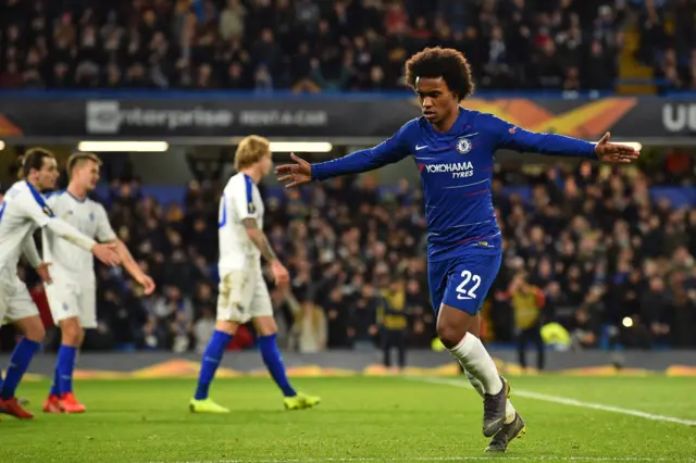 Willian celebrates