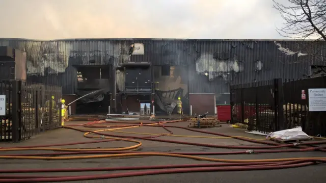 Burned factory in Blaby