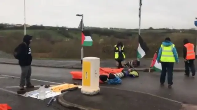 Protesters on the road