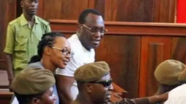 Esther Matiko (L) and Freeman Mbowe (R) in court, Dar es Salaam, Tanzania