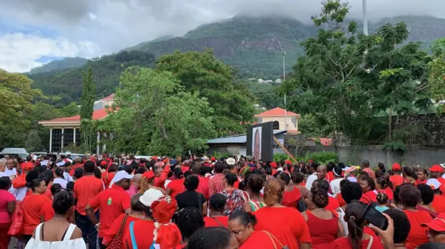 People at the state funeral for France-Albert René in the Seychelles