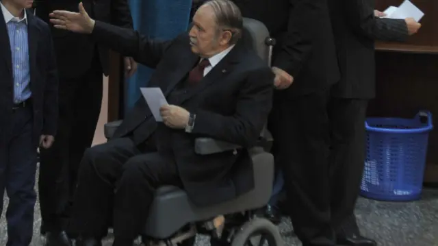 Abdelaziz Bouteflika in a wheelchair in 2014