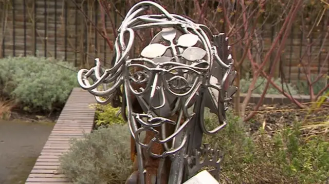 Stainless steel bust of Florence Paton