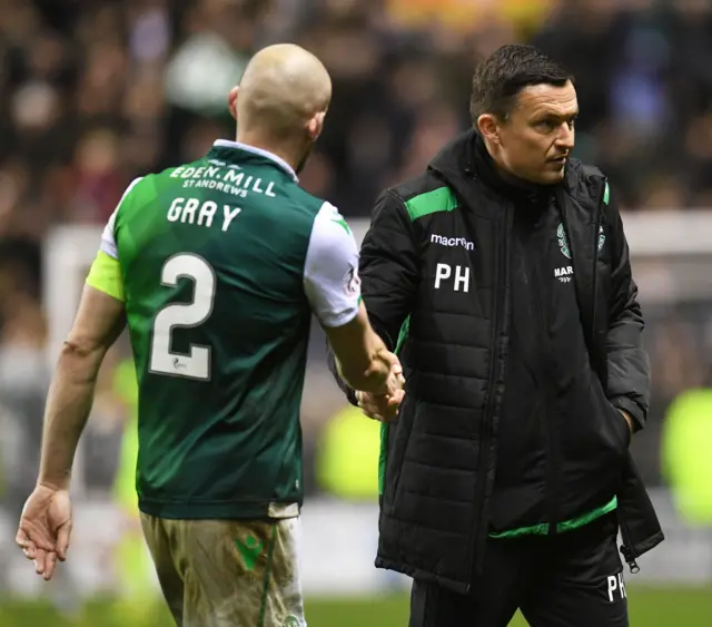 Paul Heckingbotton and David Gray of Hibernian