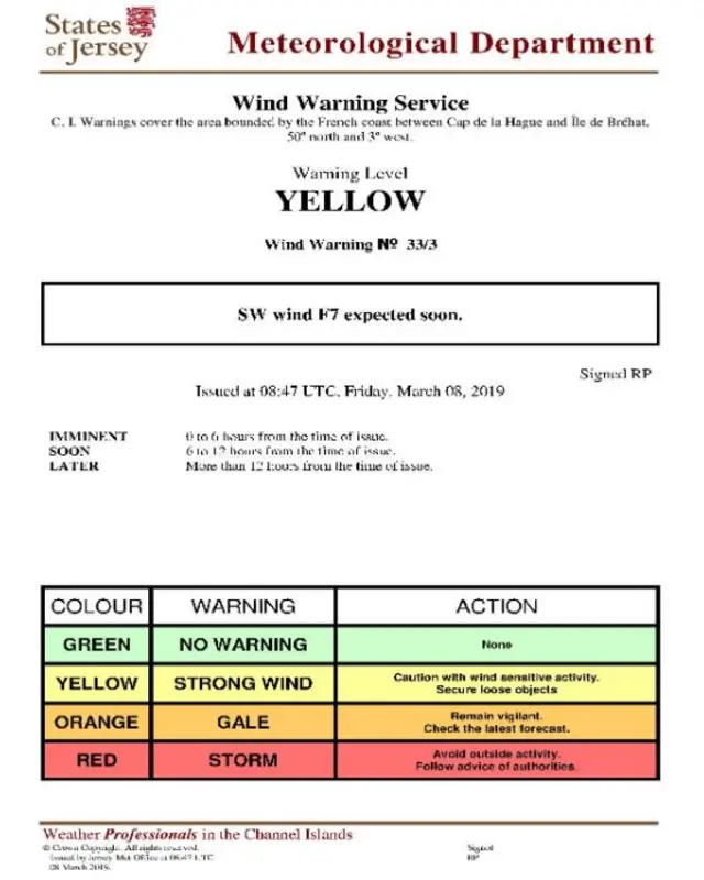 yellow weather warning