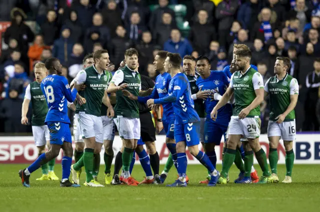 Hibernian and Rangers players