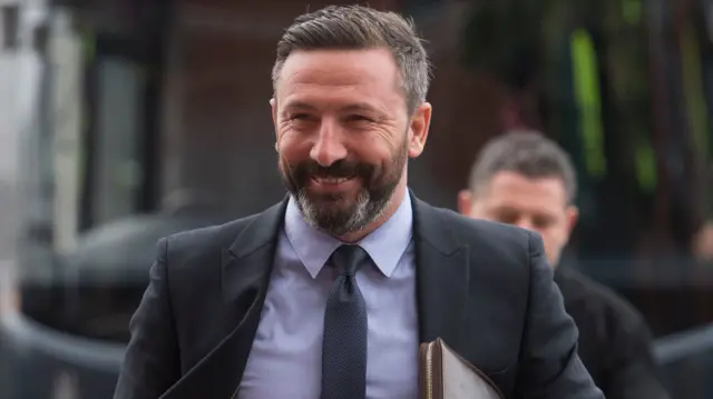 Derek McInnes arrives at Celtic Park