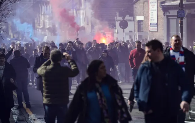 Crowd scenes outside Sellhurst Park