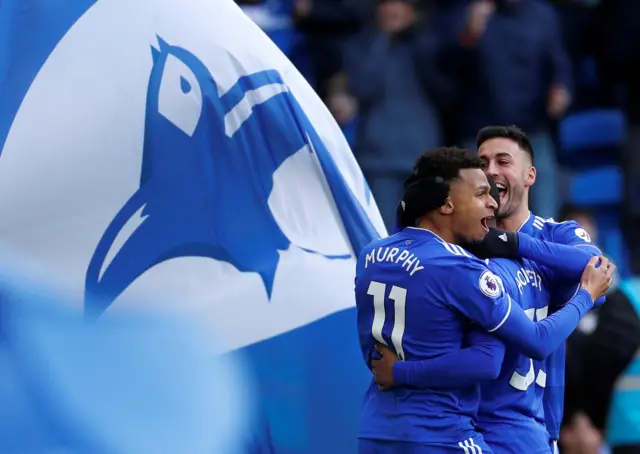 Cardiff's Junior Hoilett celebrates after scoring against West Ham