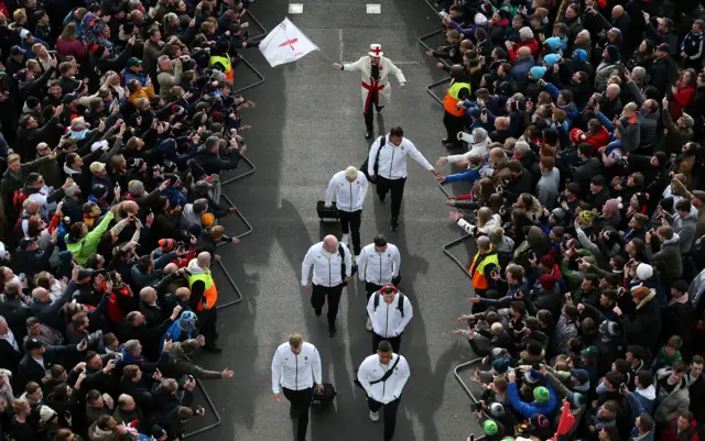 England arrive