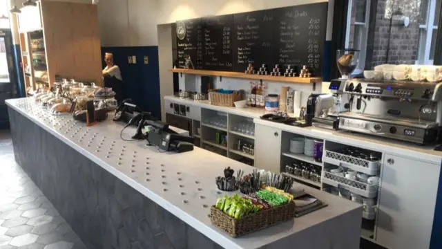 The counter in the cafe