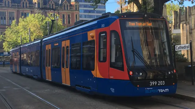 A tram train at Cathedral