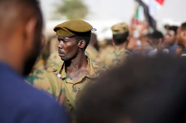 Sudanese soldier in protest