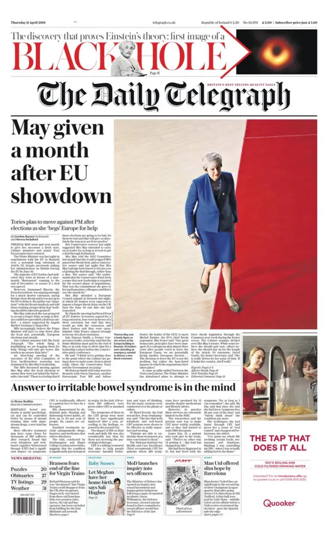 The Daily Telegraph front page