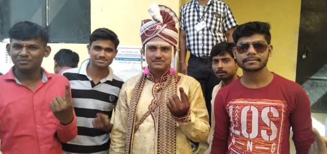 A groom who voted before his wedding