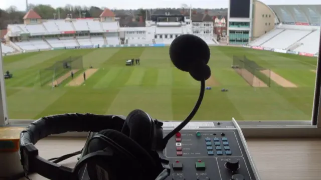 Commentary box at Trent Bridge