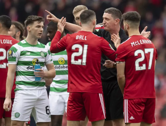 Aberdeen's Dominic Ball is sent off